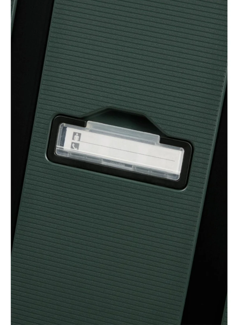 Samsonite forest green magnum eco suitcase cabin size 55 cm / 20 inch, 4 spinner wheels, polypropylene, forest green|removable divider pads|recyclex material technology|3 point locking system|id tag - 5 years international warranty  | Best Price UAE